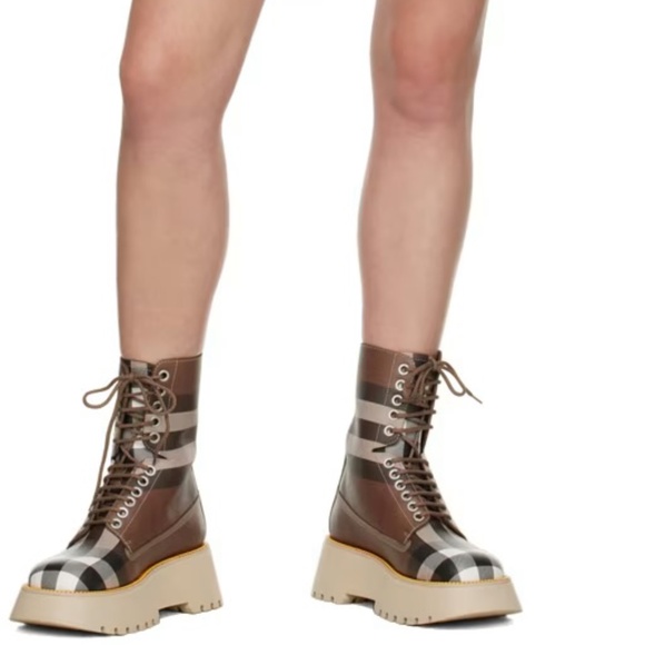 BURBERRY Mason Check Platform Canvas Ankle Boots, 11US/41EU, NWB - Picture 11 of 11